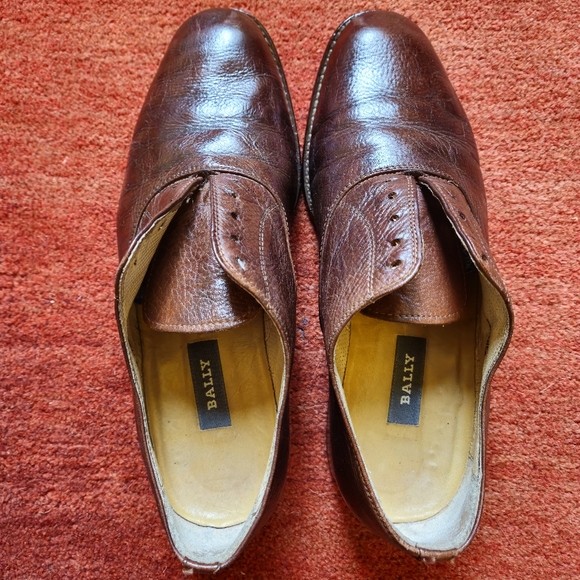 Bally Men's Dress Shoes Brown Leather Oxford  Lace up Size 9 Made In Italy - Picture 10 of 10